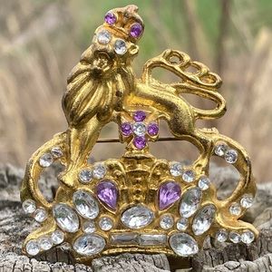 Vintage TBN Prayer Line Rhinestone Brooch!